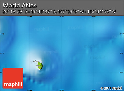 Physical Map of the Area around 20° 2' 43" S, 157° 10' 30" W