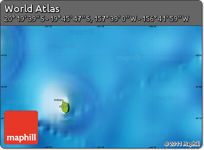 Physical Map of the Area around 20° 2' 43" S, 157° 10' 30" W