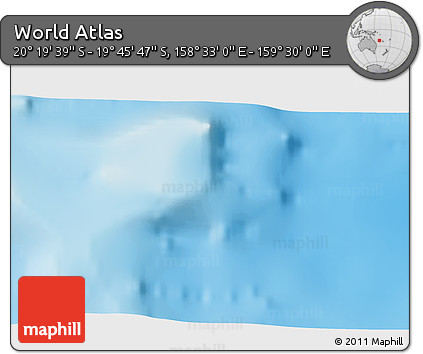 Physical 3D Map of the Area around 20° 2' 43" S, 159° 1' 30" E