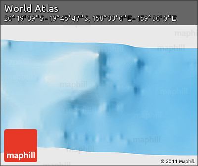 Physical 3D Map of the Area around 20° 2' 43" S, 159° 1' 30" E