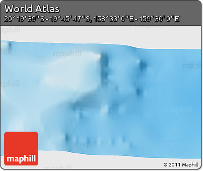 Physical 3D Map of the Area around 20° 2' 43" S, 159° 1' 30" E