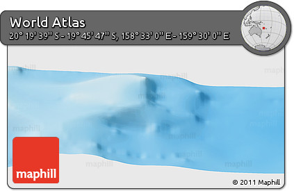 Physical Panoramic Map of the Area around 20° 2' 43" S, 159° 1' 30" E
