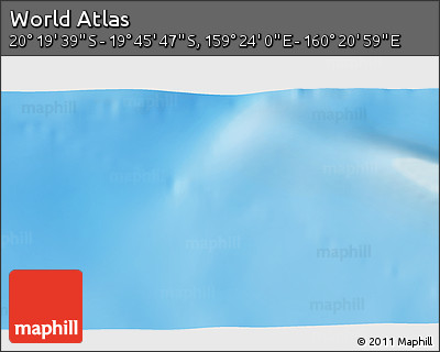 Physical 3D Map of the Area around 20° 2' 43" S, 159° 52' 30" E