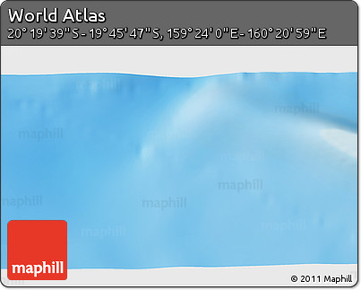 Physical 3D Map of the Area around 20° 2' 43" S, 159° 52' 30" E