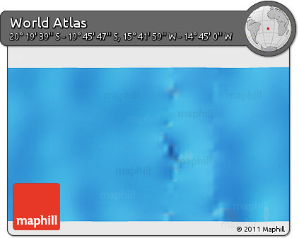 Shaded Relief 3D Map of the Area around 20° 2' 43" S, 15° 13' 29" W