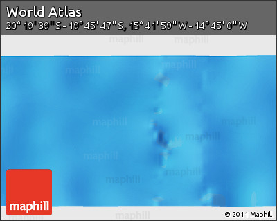 Shaded Relief 3D Map of the Area around 20° 2' 43" S, 15° 13' 29" W