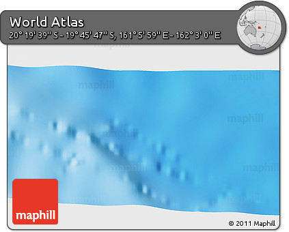 Physical 3D Map of the Area around 20° 2' 43" S, 161° 34' 29" E