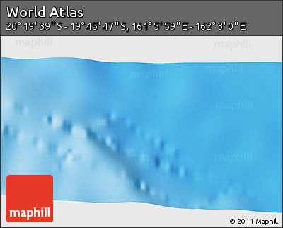 Physical 3D Map of the Area around 20° 2' 43" S, 161° 34' 29" E