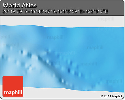 Physical 3D Map of the Area around 20° 2' 43" S, 161° 34' 29" E
