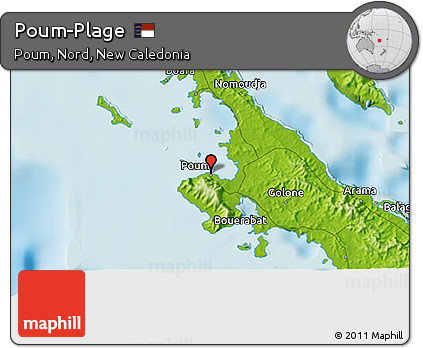 Physical 3D Map of Poum-Plage
