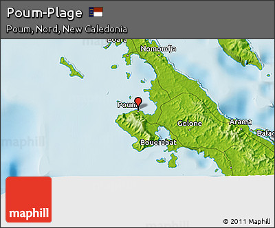 Physical 3D Map of Poum-Plage