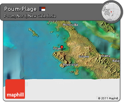 Satellite 3D Map of Poum-Plage