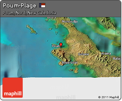 Satellite 3D Map of Poum-Plage