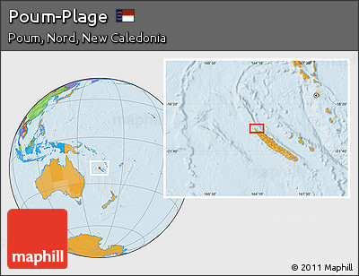 Political Location Map of Poum-Plage