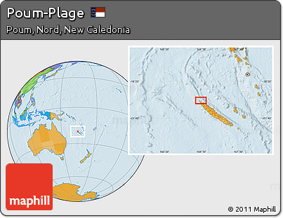 Political Location Map of Poum-Plage