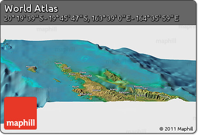 Satellite Panoramic Map of the Area around 20° 2' 43" S, 164° 7' 30" E