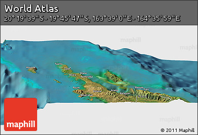 Satellite Panoramic Map of the Area around 20° 2' 43" S, 164° 7' 30" E
