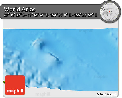 Physical 3D Map of the Area around 20° 2' 43" S, 164° 58' 29" E