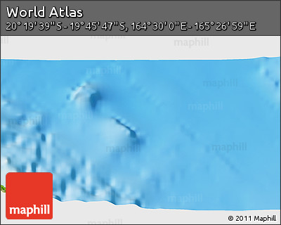 Physical 3D Map of the Area around 20° 2' 43" S, 164° 58' 29" E
