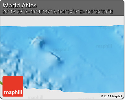 Physical 3D Map of the Area around 20° 2' 43" S, 164° 58' 29" E