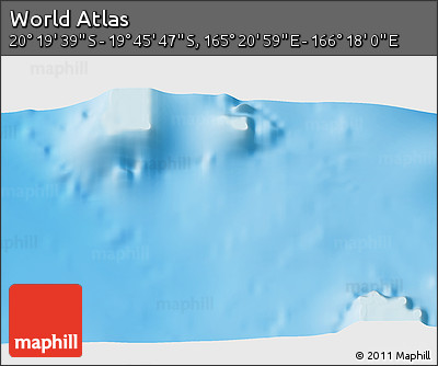 Physical 3D Map of the Area around 20° 2' 43" S, 165° 49' 29" E