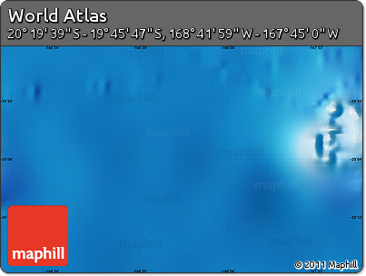 Physical Map of the Area around 20° 2' 43" S, 168° 13' 29" W
