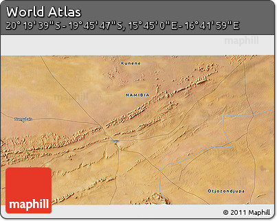 Satellite 3D Map of the Area around 20° 2' 43" S, 16° 13' 30" E
