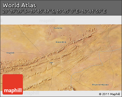 Satellite 3D Map of the Area around 20° 2' 43" S, 16° 13' 30" E