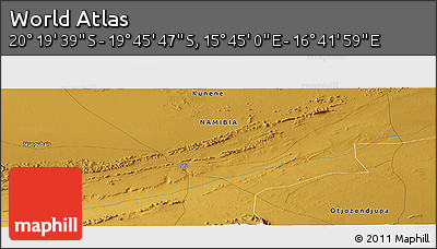 Physical Panoramic Map of the Area around 20° 2' 43" S, 16° 13' 30" E