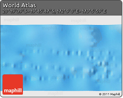 Physical 3D Map of the Area around 20° 2' 43" S, 172° 37' 30" E