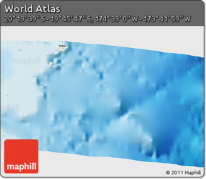 Shaded Relief 3D Map of the Area around 20° 2' 43" S, 174° 10' 30" W