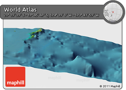 Satellite Panoramic Map of the Area around 20° 2' 43" S, 174° 10' 30" W