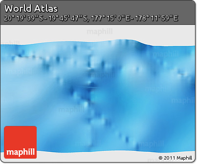 Physical 3D Map of the Area around 20° 2' 43" S, 177° 43' 29" E