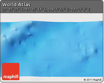Physical 3D Map of the Area around 20° 2' 43" S, 178° 34' 29" E