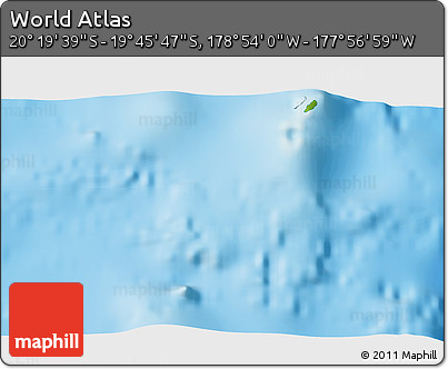 Physical 3D Map of the Area around 20° 2' 43" S, 178° 25' 30" W