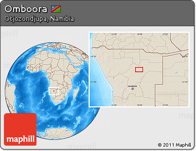 Shaded Relief Location Map of Omboora