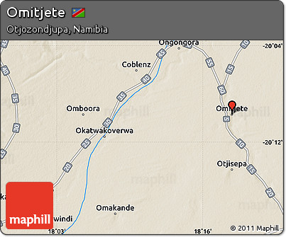 Shaded Relief Map of Omitjete
