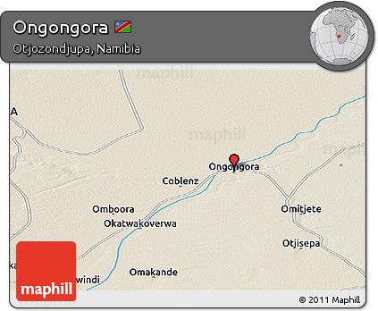Shaded Relief Panoramic Map of Ongongora