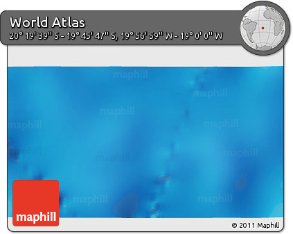Physical 3D Map of the Area around 20° 2' 43" S, 19° 28' 30" W