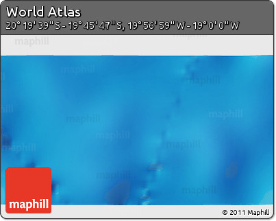 Physical 3D Map of the Area around 20° 2' 43" S, 19° 28' 30" W