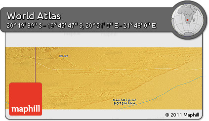 Physical Panoramic Map of the Area around 20° 2' 43" S, 21° 19' 30" E