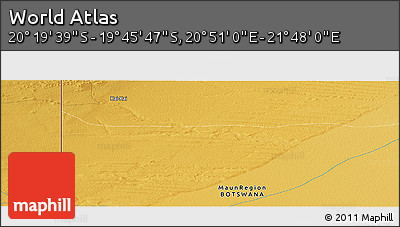 Physical Panoramic Map of the Area around 20° 2' 43" S, 21° 19' 30" E