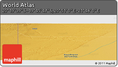 Physical Panoramic Map of the Area around 20° 2' 43" S, 21° 19' 30" E