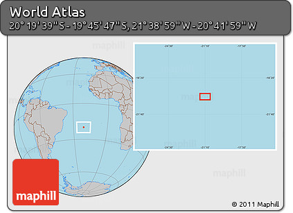Gray Location Map of the Area around 20° 2' 43" S, 21° 10' 29" W