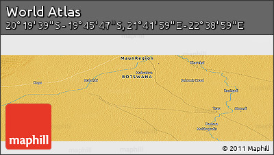 Physical Panoramic Map of the Area around 20° 2' 43" S, 22° 10' 29" E