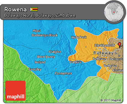 Political 3D Map of Rowena