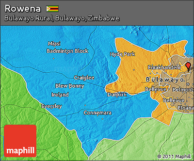 Political 3D Map of Rowena