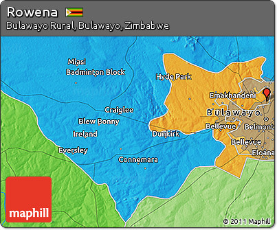 Political 3D Map of Rowena