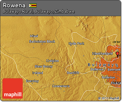 Physical Map of Rowena