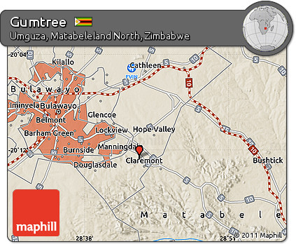 Shaded Relief Map of Gumtree